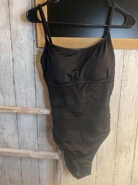 NWT Shade & Shore - Women's Faux Cut Out One Black Piece Swimsuit Medium 8-10